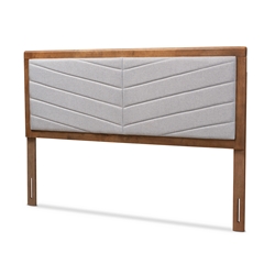 Baxton Studio Iden Modern and Contemporary Light Grey Fabric Upholstered and Walnut Brown Finished Wood Full Size Headboard